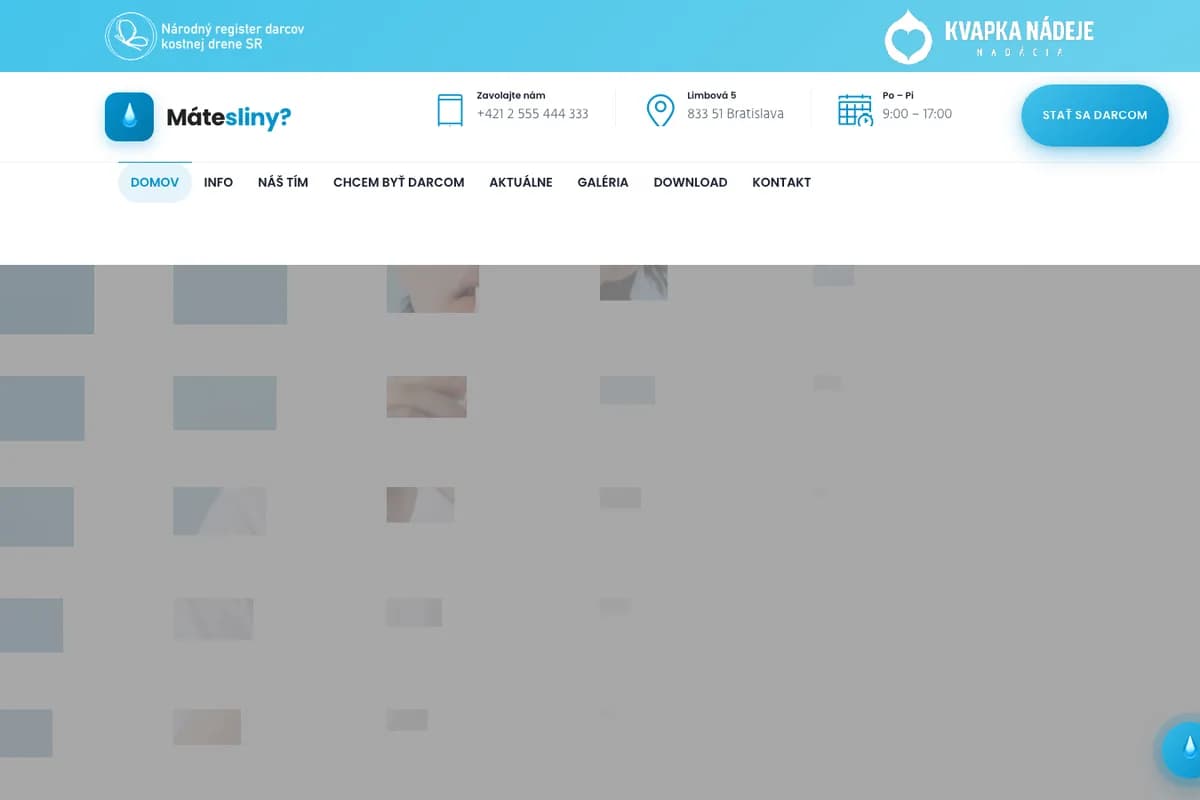 Náhľad webu Kvapka nádeje (kvapka.dueflex.tech)