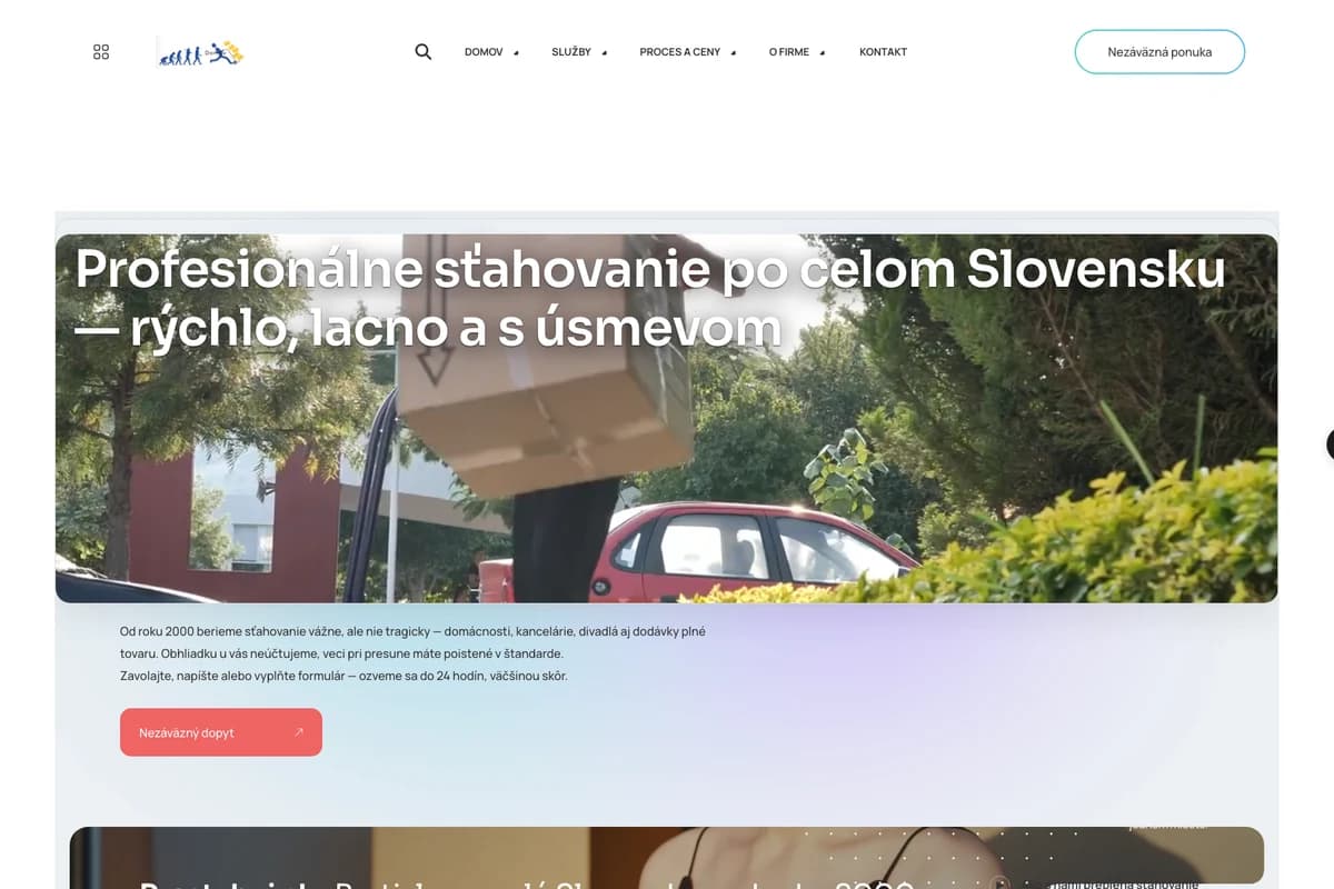 Náhľad webu Presťahuj (prestahuj.dueflex.tech)