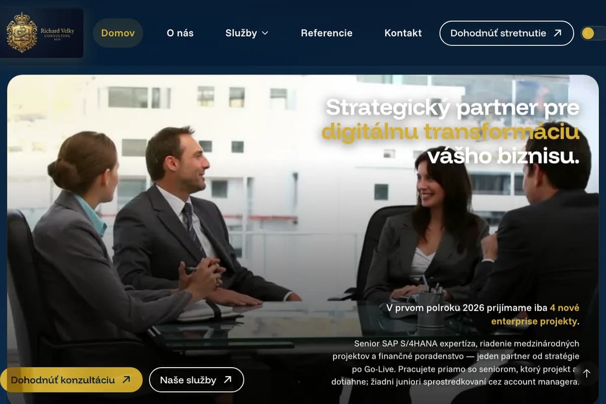 Náhľad webu Richard Veľký Consulting (rv.lumacreative.online)