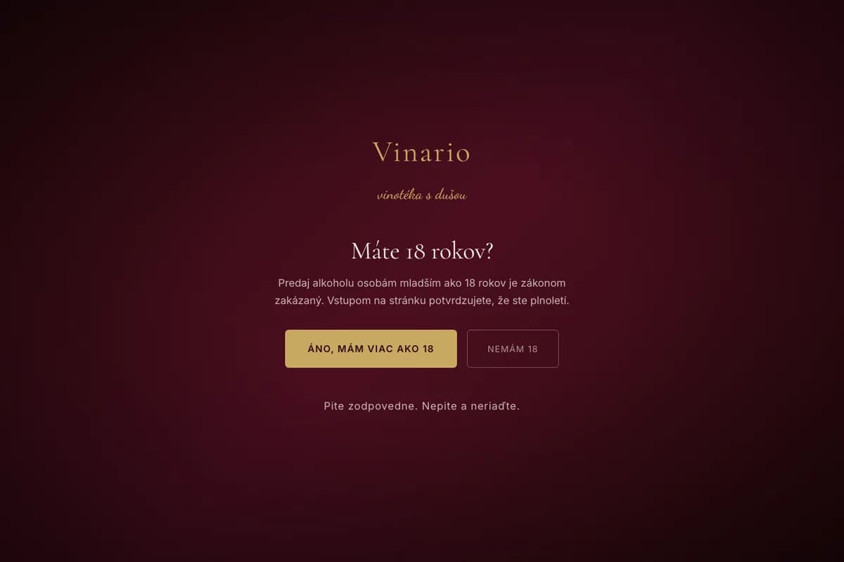 Náhľad webu Vinario (vinario.dueflex.tech)