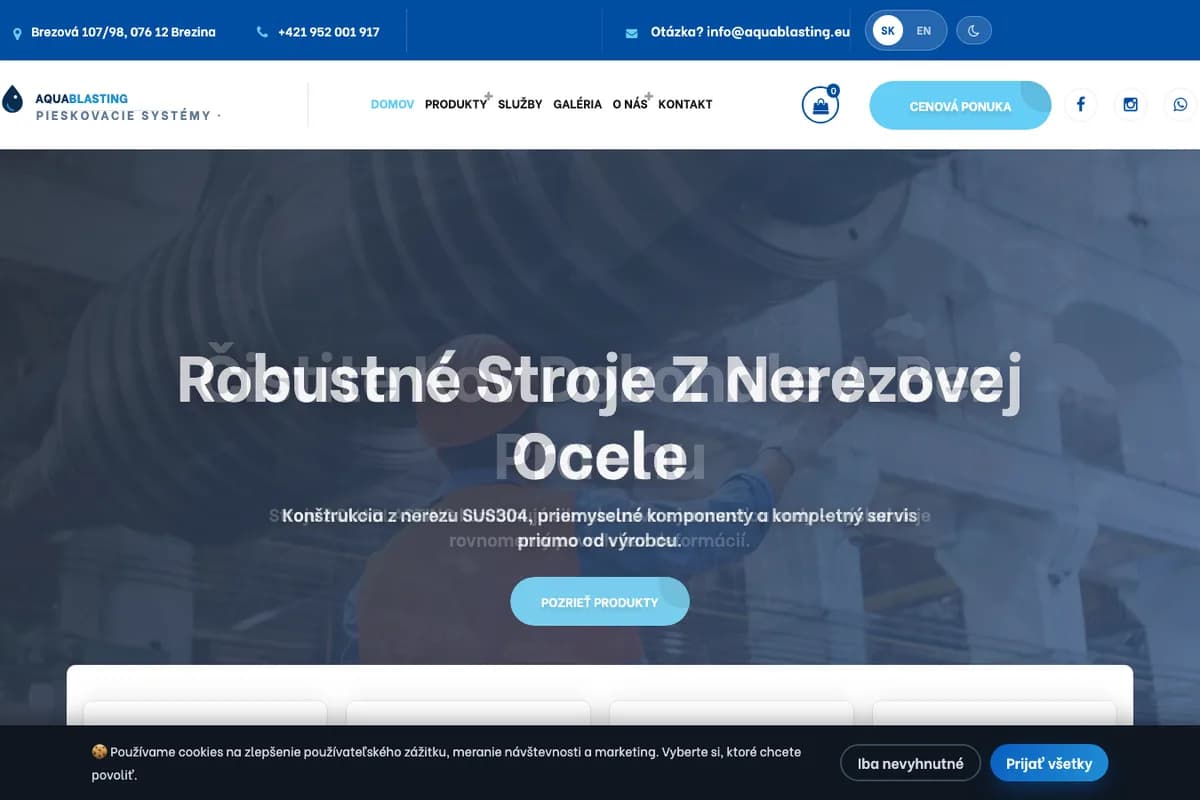 Náhľad webu AQUABLASTING (aquablasting.lumacreative.online)