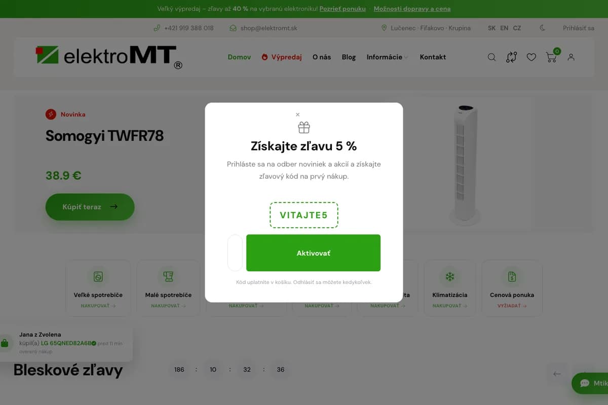 Náhľad webu Elektro-M.T. (elektromt.lumacreative.online)