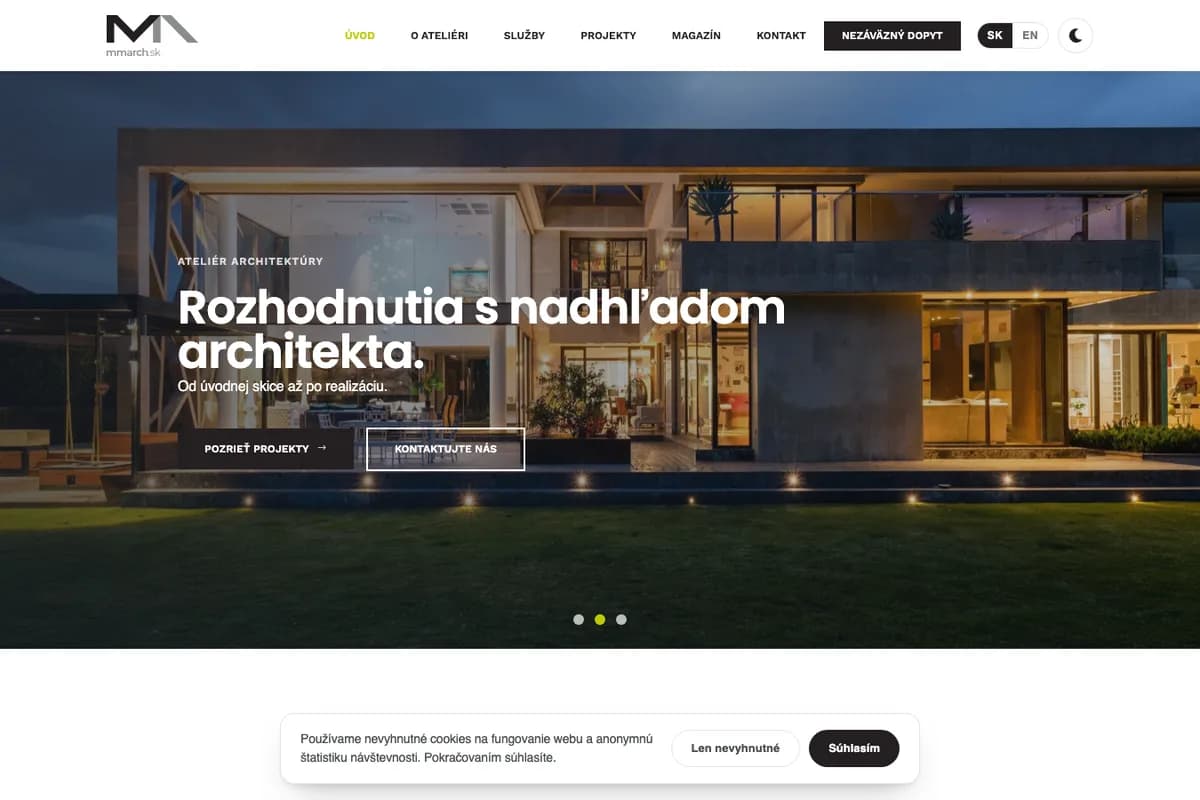 Náhľad webu MMArch (mmarch.lumacreative.online)