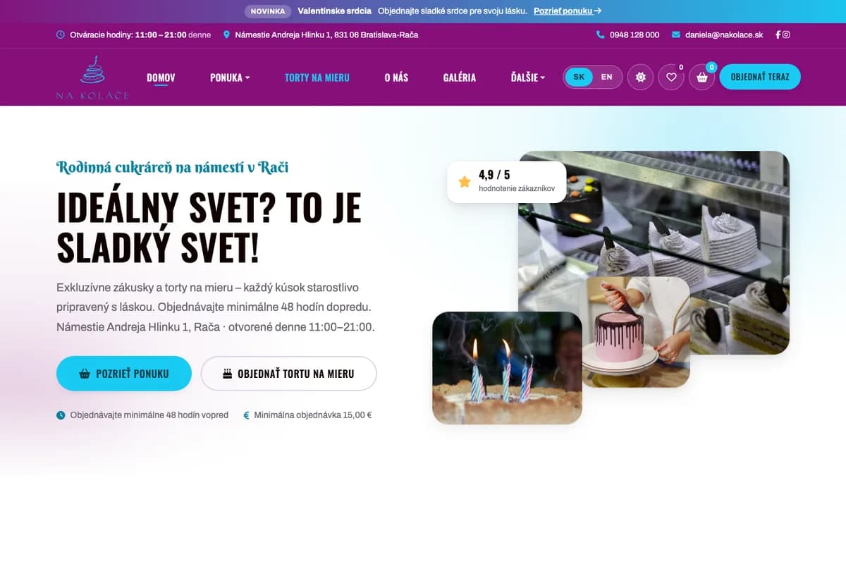 Náhľad webu Na koláče (nakolace.lumacreative.online)