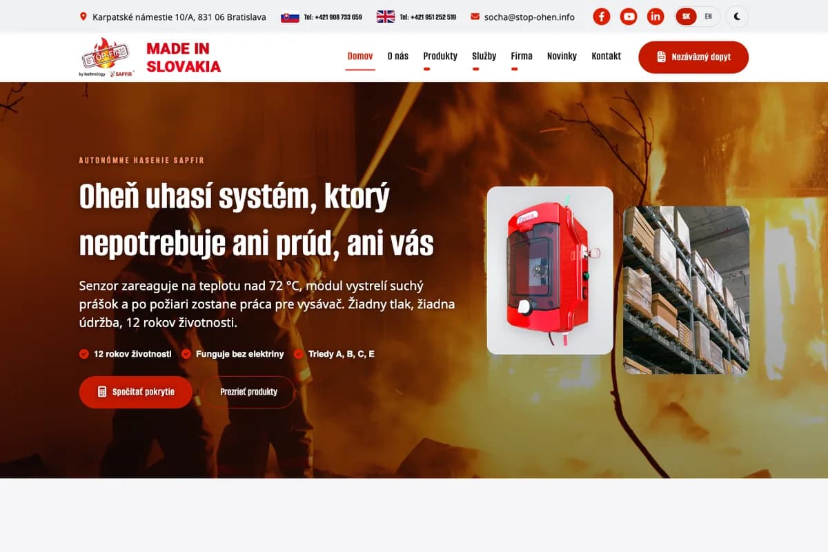 Náhľad webu STOP-FIRE-SAPFIR (stop-ohen.lumacreative.online)