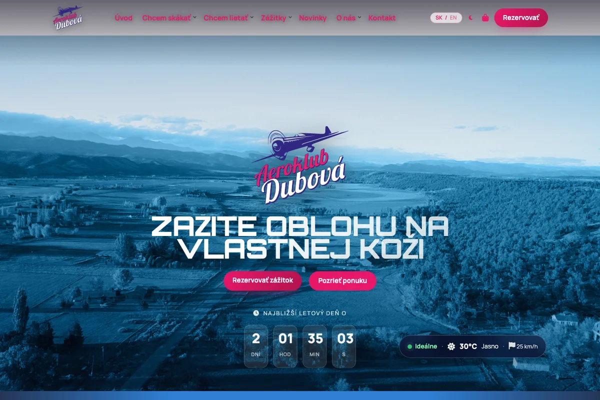 Aeroklub Dubová, a website built by LUMA Creative