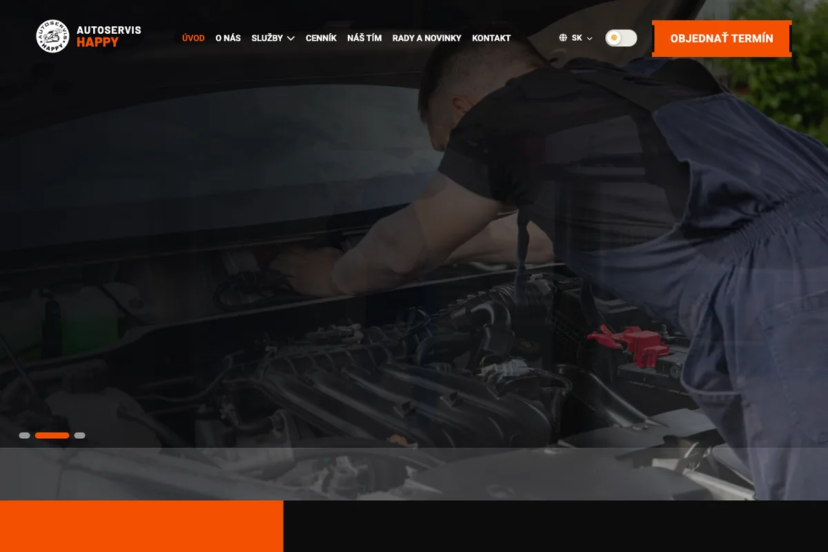 Autoservis Happy, a website built by LUMA Creative