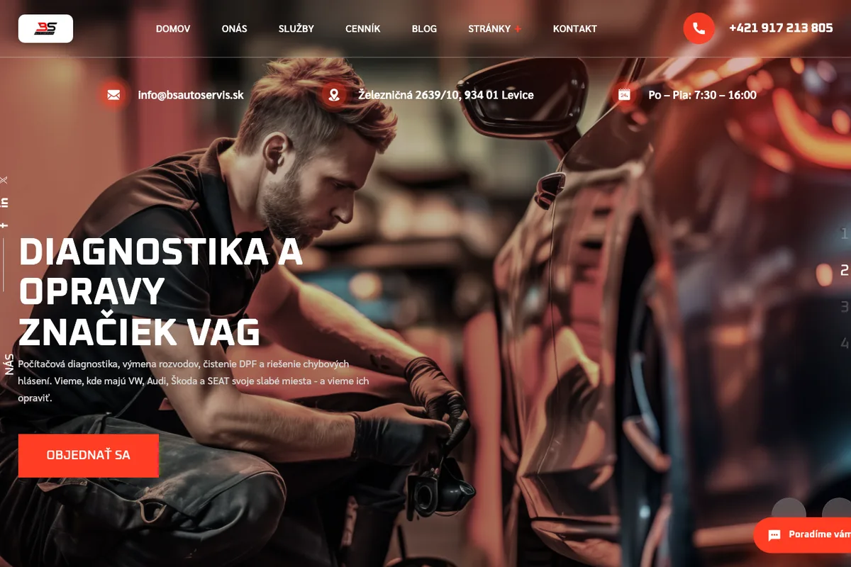 BS Autoservis, a website built by LUMA Creative