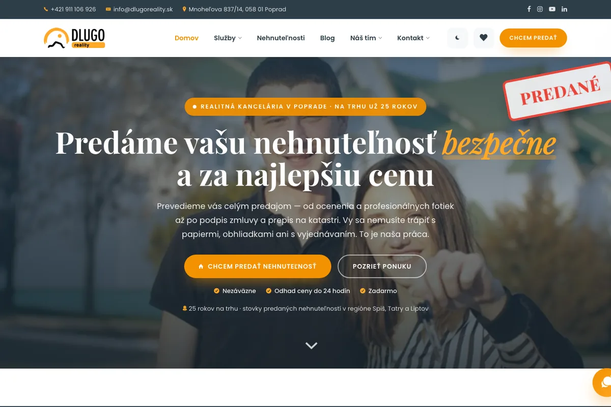 DLUGO reality, a website built by LUMA Creative