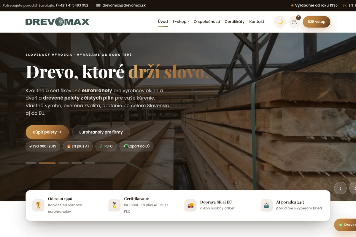 DREVOMAX, a website built by LUMA Creative