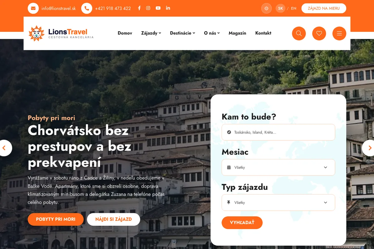 LionsTravel, a website built by LUMA Creative