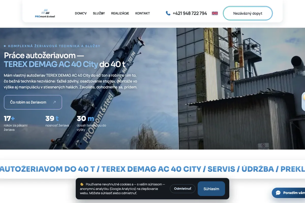 PROmont & steel, a website built by LUMA Creative