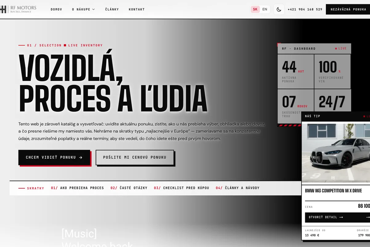 RF Motors, a website built by LUMA Creative