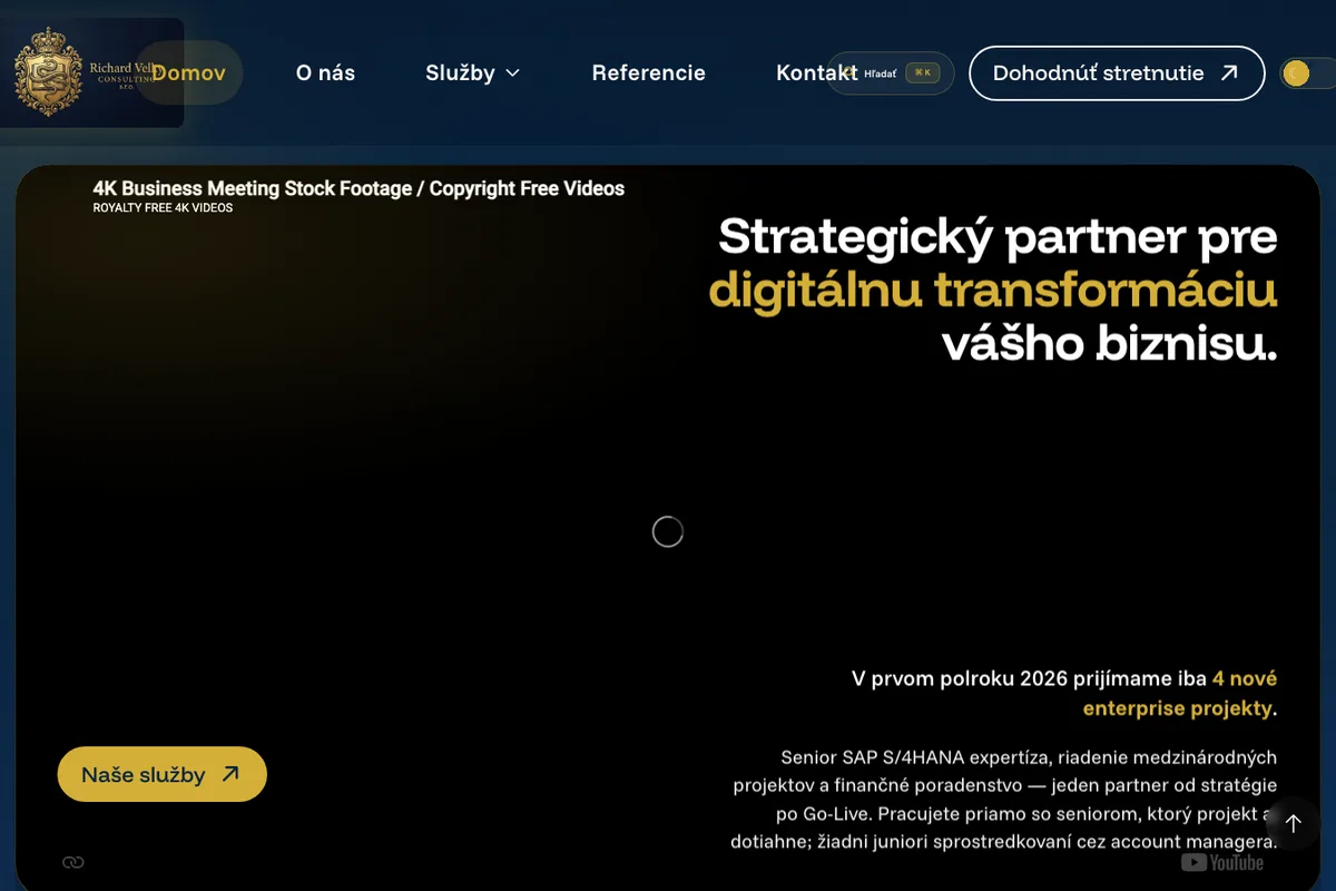 Richard Veľký Consulting, a website built by LUMA Creative